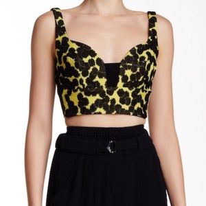 A.L.C Yellow Morley Printed Bralette / Crop Top